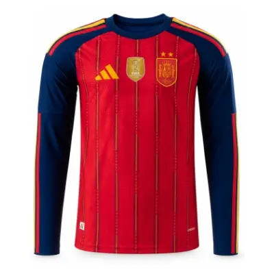 Spain 2026 Home 2-Star Champion Edition Player Version Long sleeves Jersey