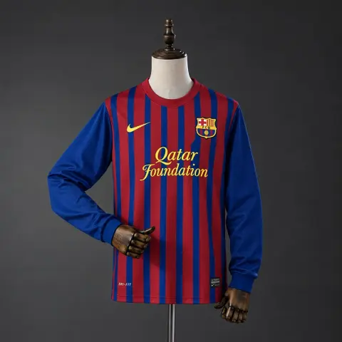 Barcelona 11/12 Home Long Sleeves Retro Jersey