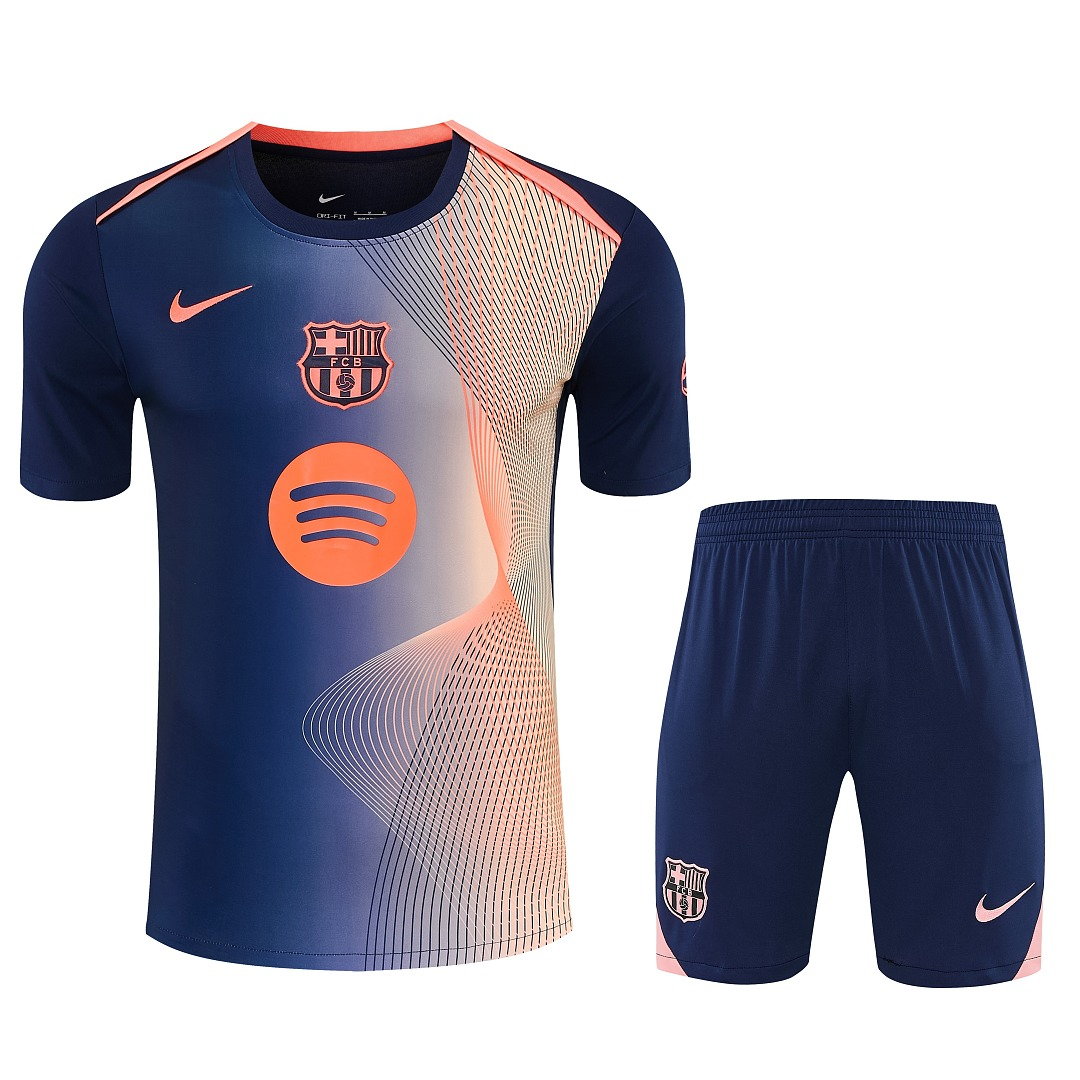 2026 Barcelona Orange/Royal Blue Short Sleeve Training Kit
