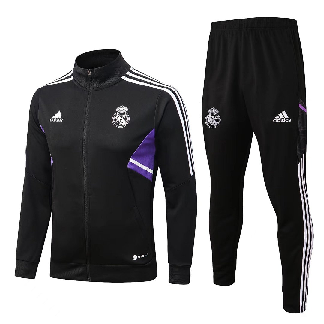 22/23 Real Madrid Full-Zip Men's Training Kit Black