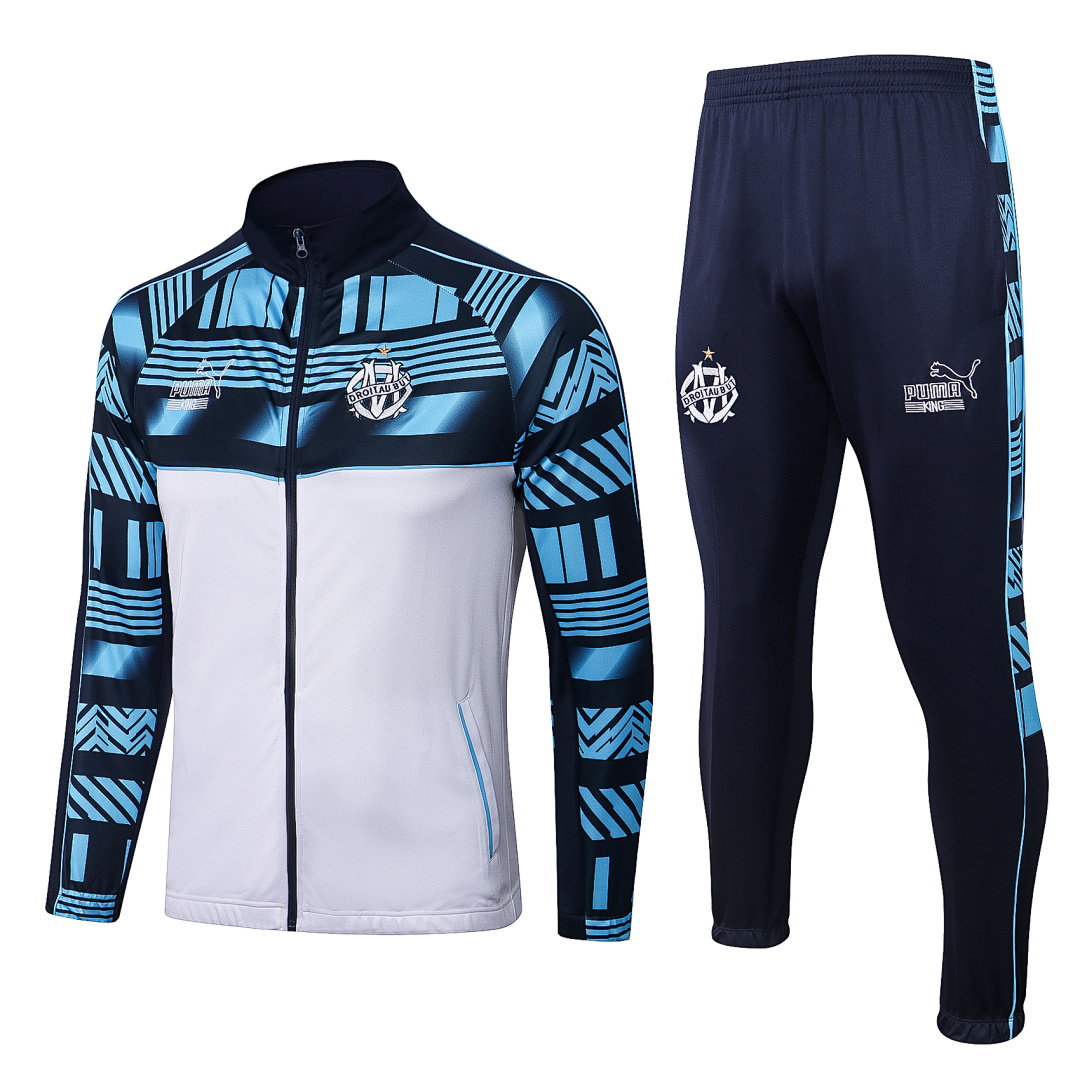 22/23 Olympique de Marseille Full-Zip Men's Training Kit White Upper Print