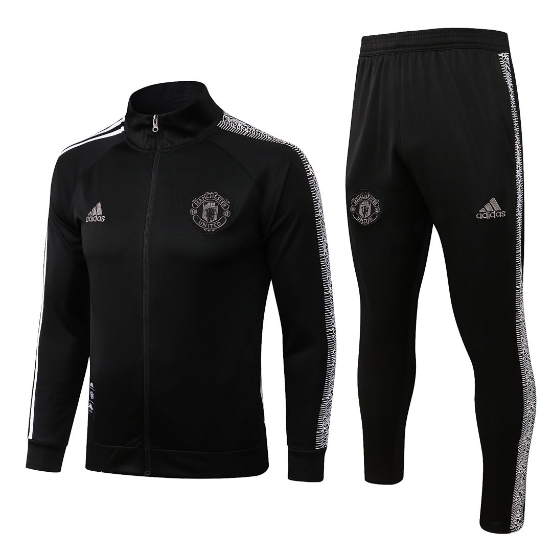 22/23 Manchester United Full-Zip Men's Training Kit High Collar Black White Trim