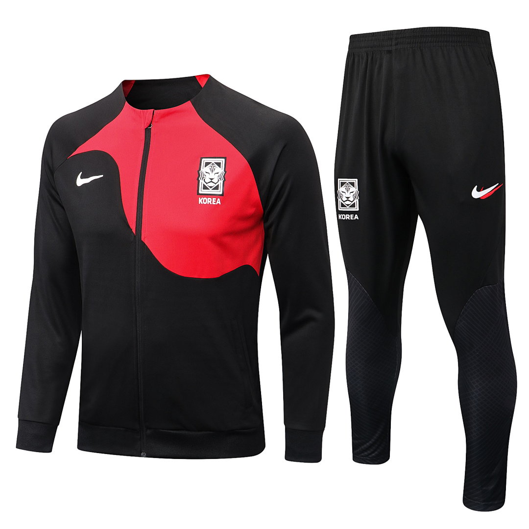 22/23 South Korea Full-Zip Men's Training Kit Black Panel Red