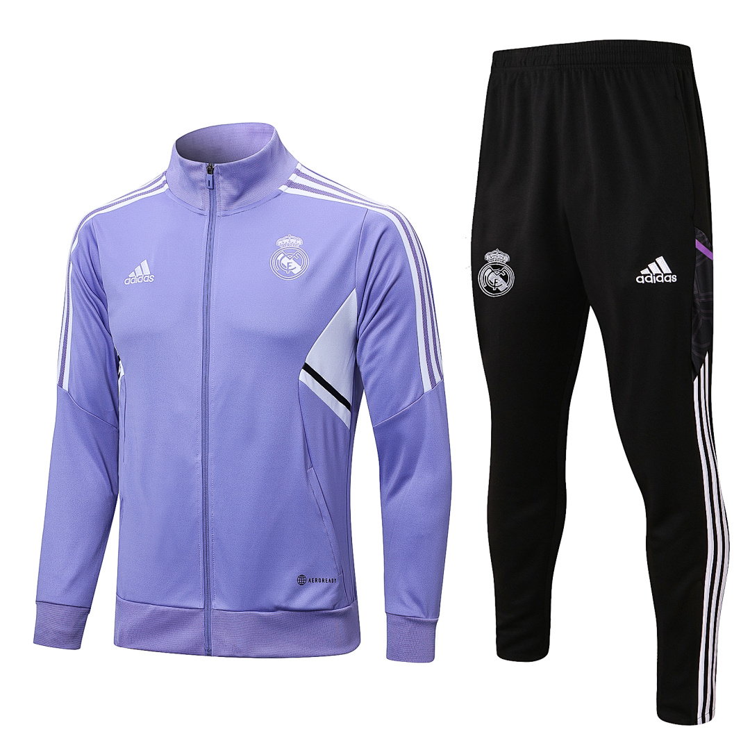 22/23 Real Madrid Full-Zip Men's Training Kit Light Purple