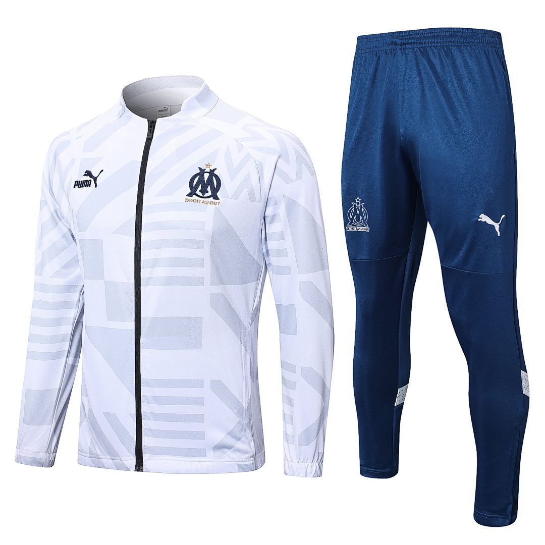 22/23 Olympique de Marseille Full-Zip Men's Training Kit White Allover Print