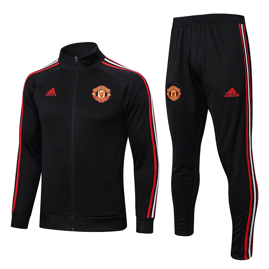 22/23 Manchester United Full-Zip Men's Training Kit High Collar Black Red White Side