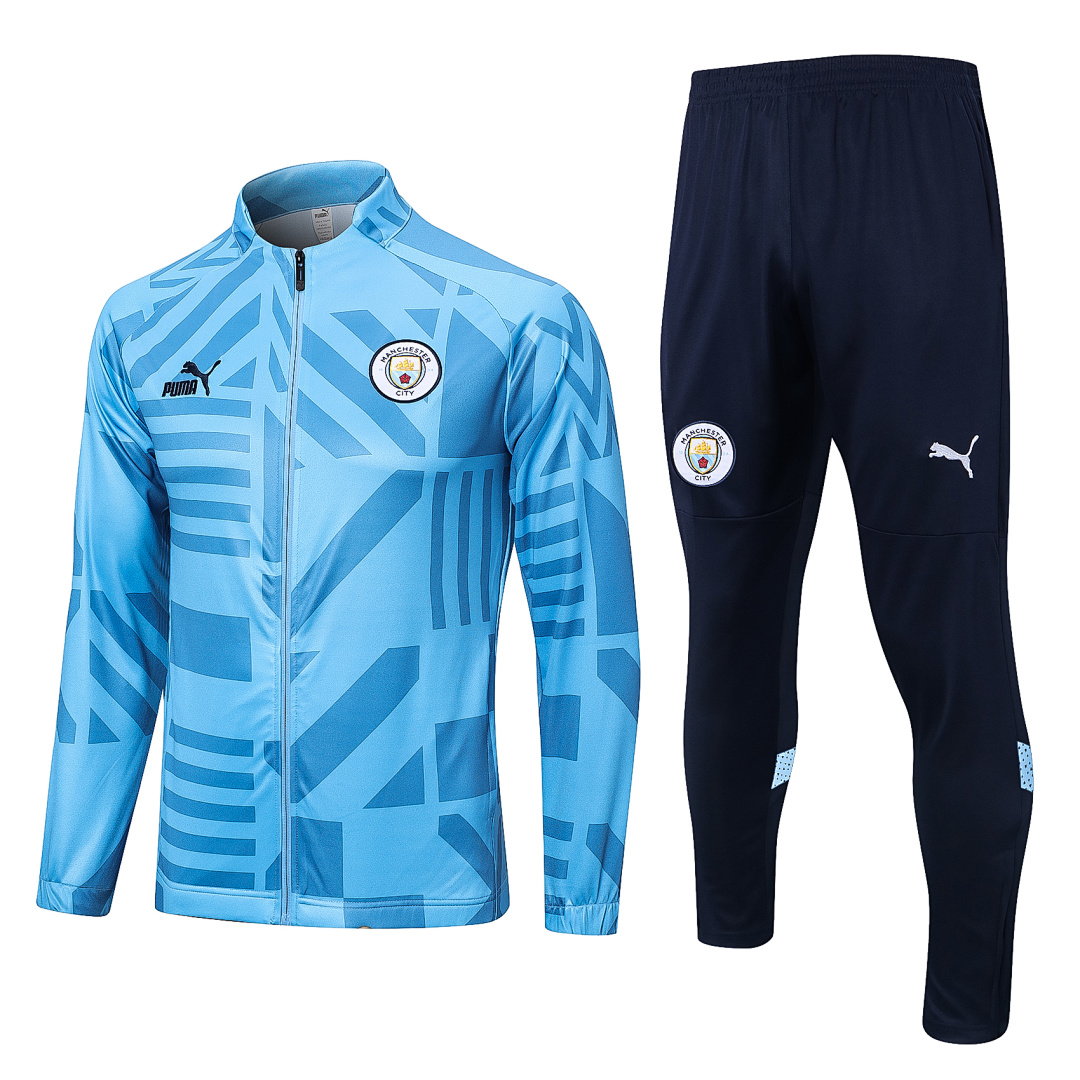 22/23 Manchester City Full-Zip Men's Training Kit Allover Print Light Blue