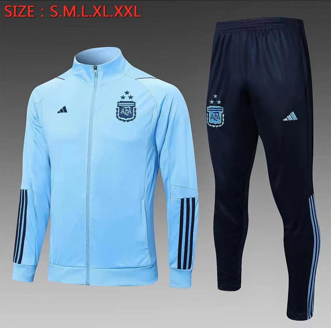 22/23 Argentina Full-Zip Men's Training Kit Light Blue Three-Star