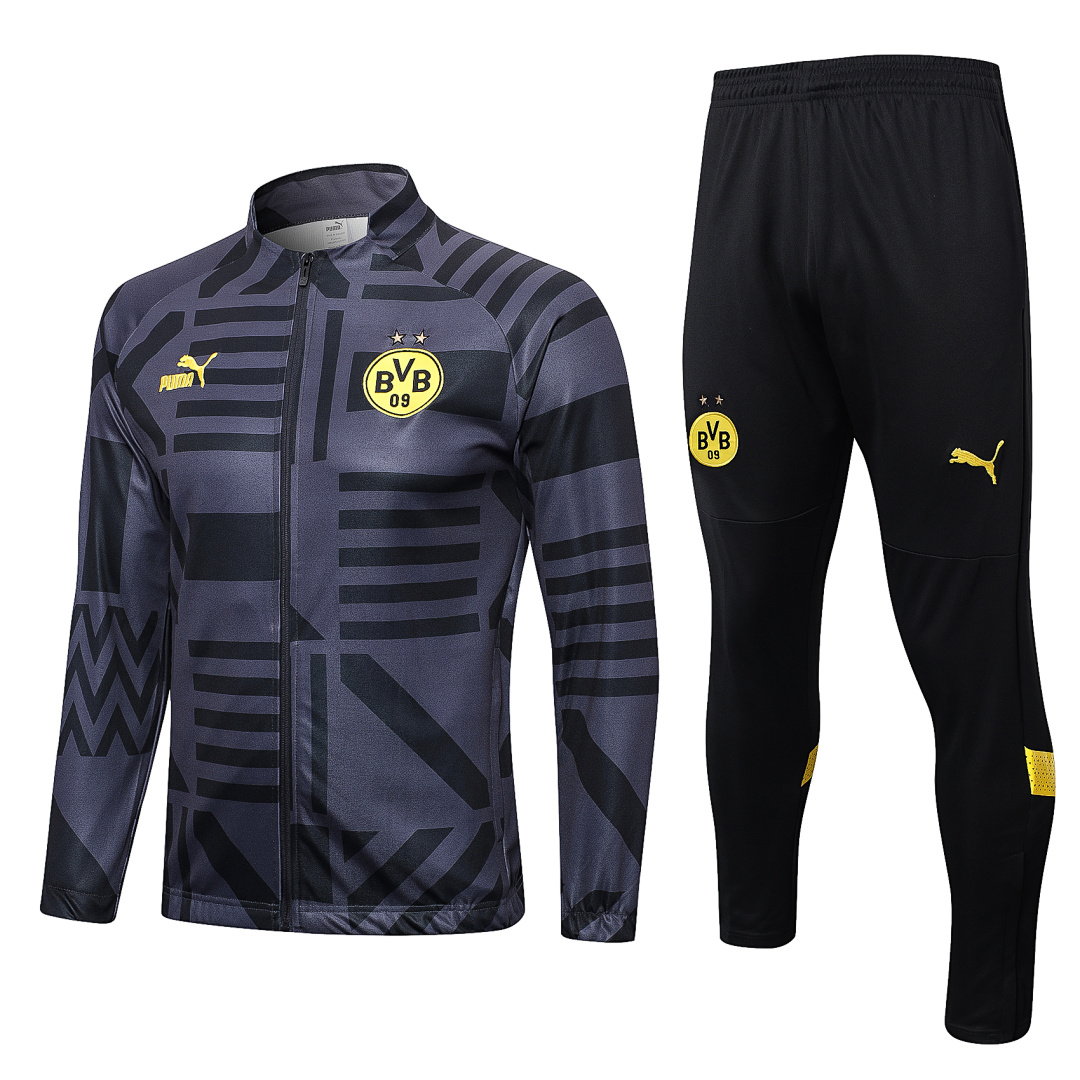 22/23 Borussia Dortmund Full-Zip Men's Training Kit Black Gray Print