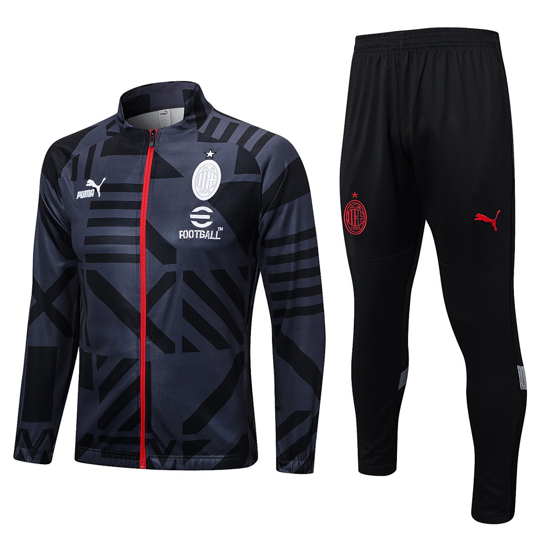 22/23 AC Milan Full-Zip Men's Training Kit Black Gray Print
