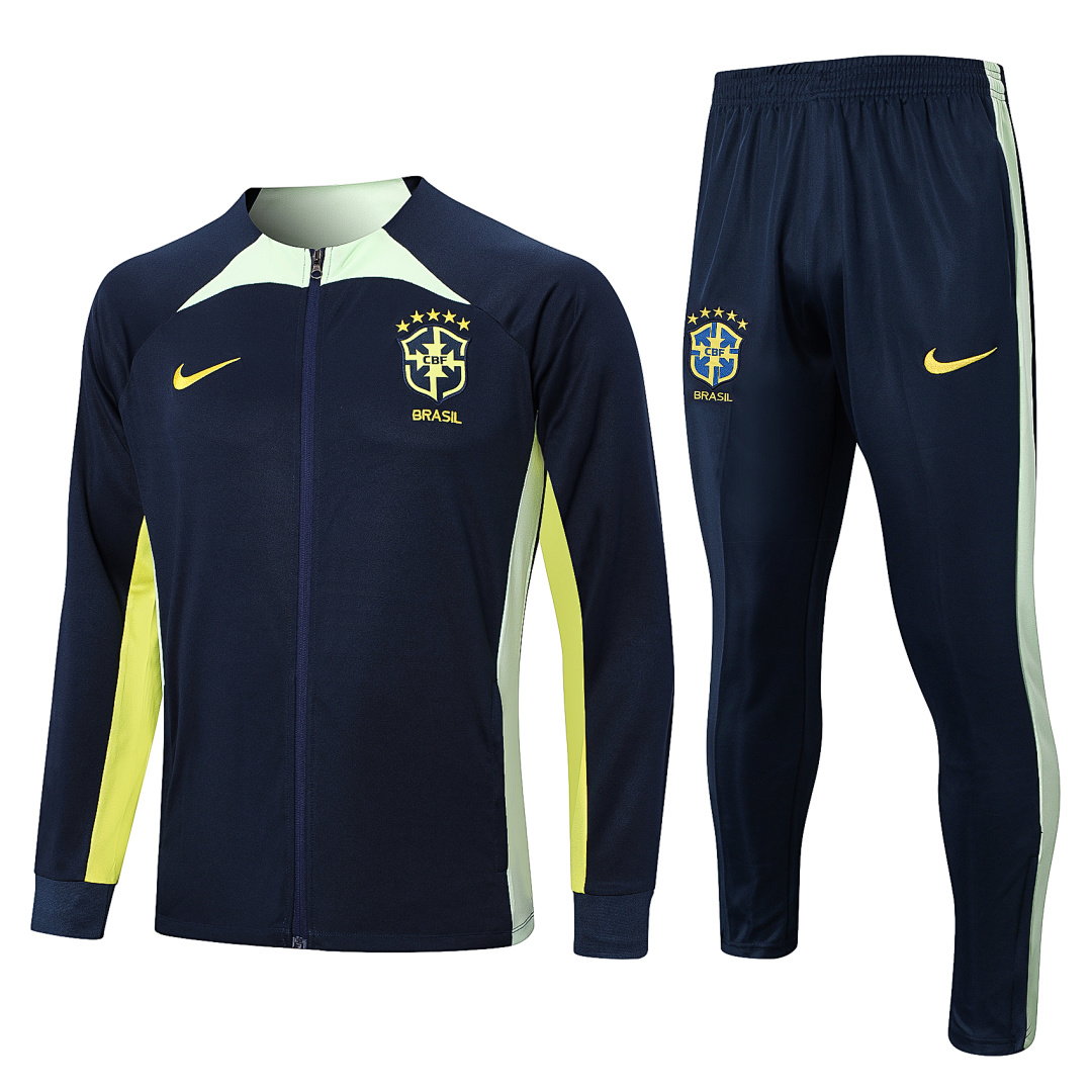 22/23 Brazil Full-Zip Men's Training Kit Royal Blue Yellow Collar