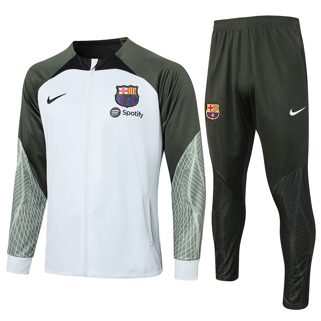 23/24 Barcelona Full-Zip Men's Training Kit Light Gray