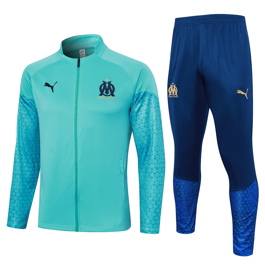23/24 Olympique de Marseille Full-Zip Men's Training Kit Aqua Blue