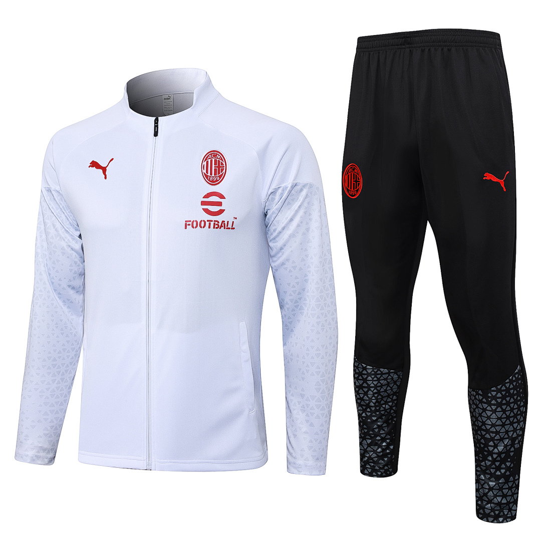 23/24 AC Milan Full-Zip Men's Training Kit White Red Logo