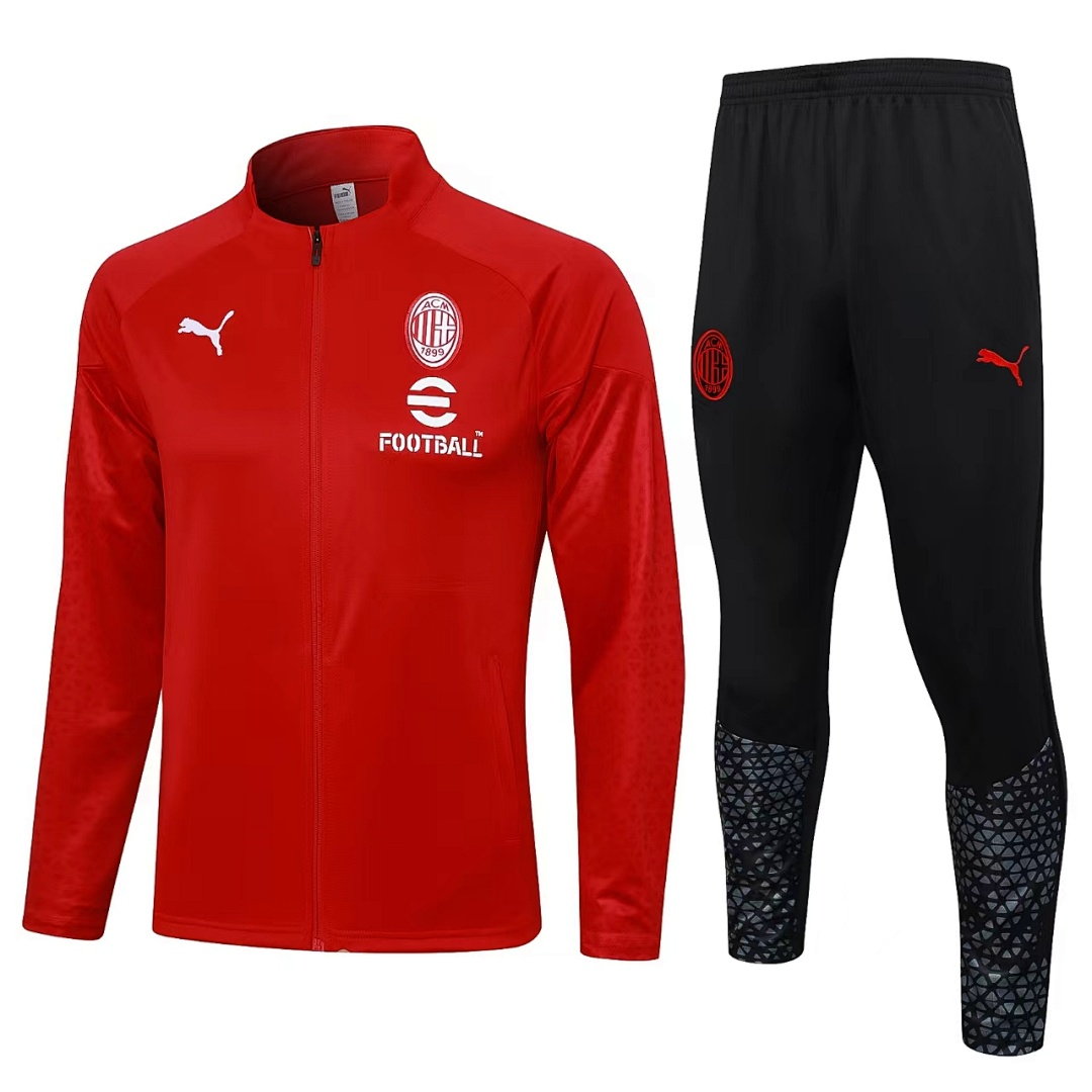 23/24 AC Milan Full-Zip Men's Training Kit Red White Logo