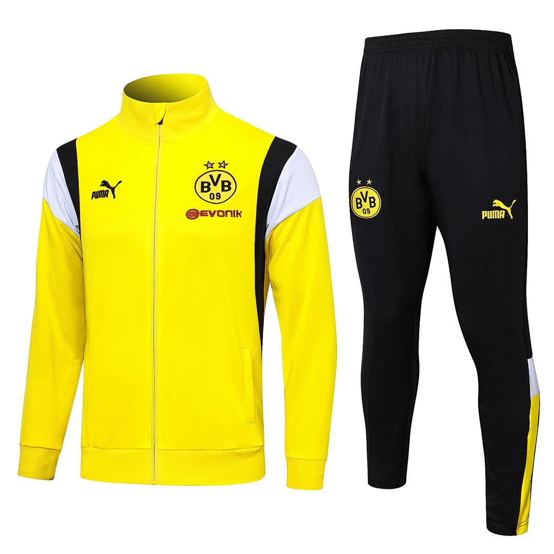 23/24 Borussia Dortmund Full-Zip Men's Training Kit Yellow Shoulder White Black