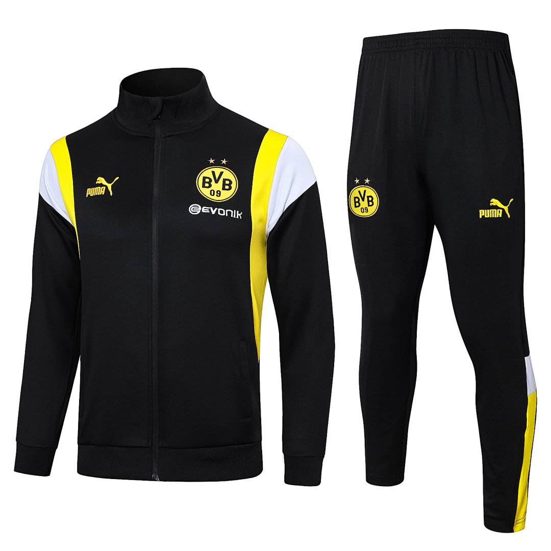 23/24 Borussia Dortmund Full-Zip Men's Training Kit Black Shoulder White Yellow