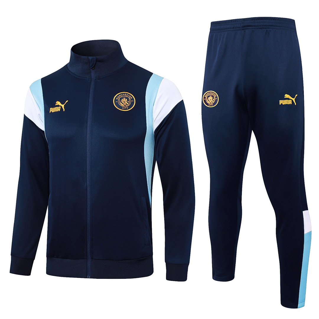 23/24 Manchester City Full-Zip Men's Training Kit Royal Blue Gold Logo