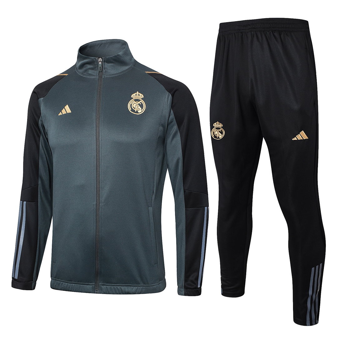 23/24 Real Madrid Full-Zip Men's Training Kit Dark Green