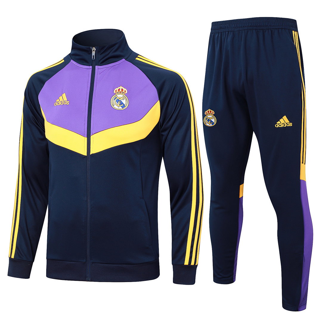 24/25 Real Madrid Full-Zip Men's Training Kit Royal Blue Upper Purple
