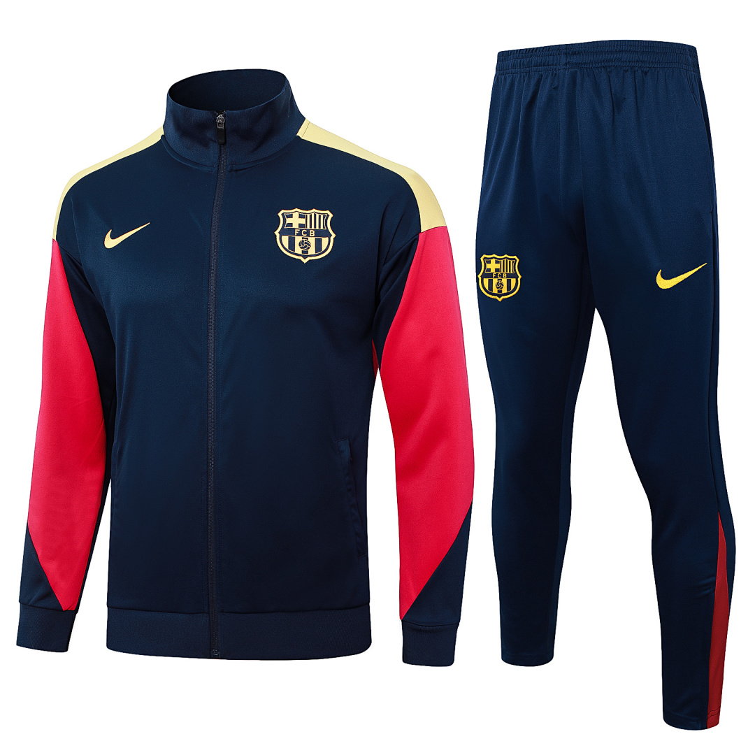 24/25 Barcelona Full-Zip Men's Training Kit Teal Yellow Logo