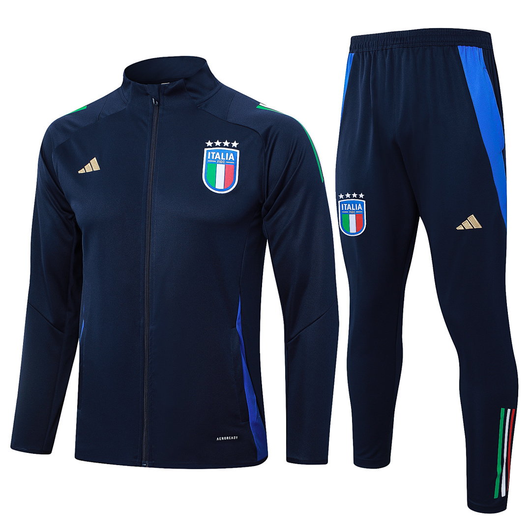 24/25 Italy Full-Zip Men's Training Kit Royal Blue Club Badge Four-Star