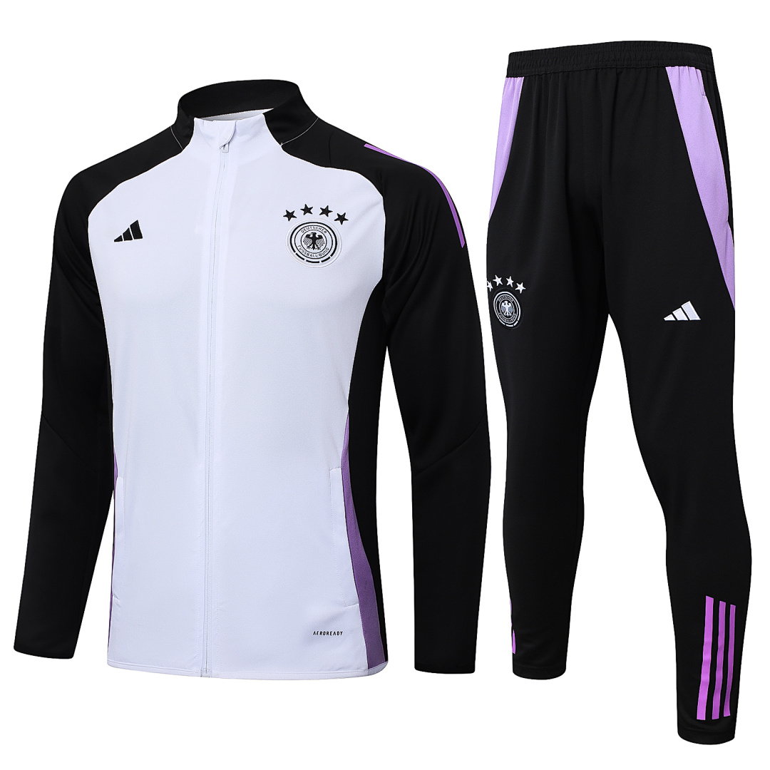 24/25 Germany Full-Zip Men's Training Kit White Black Sleeves
