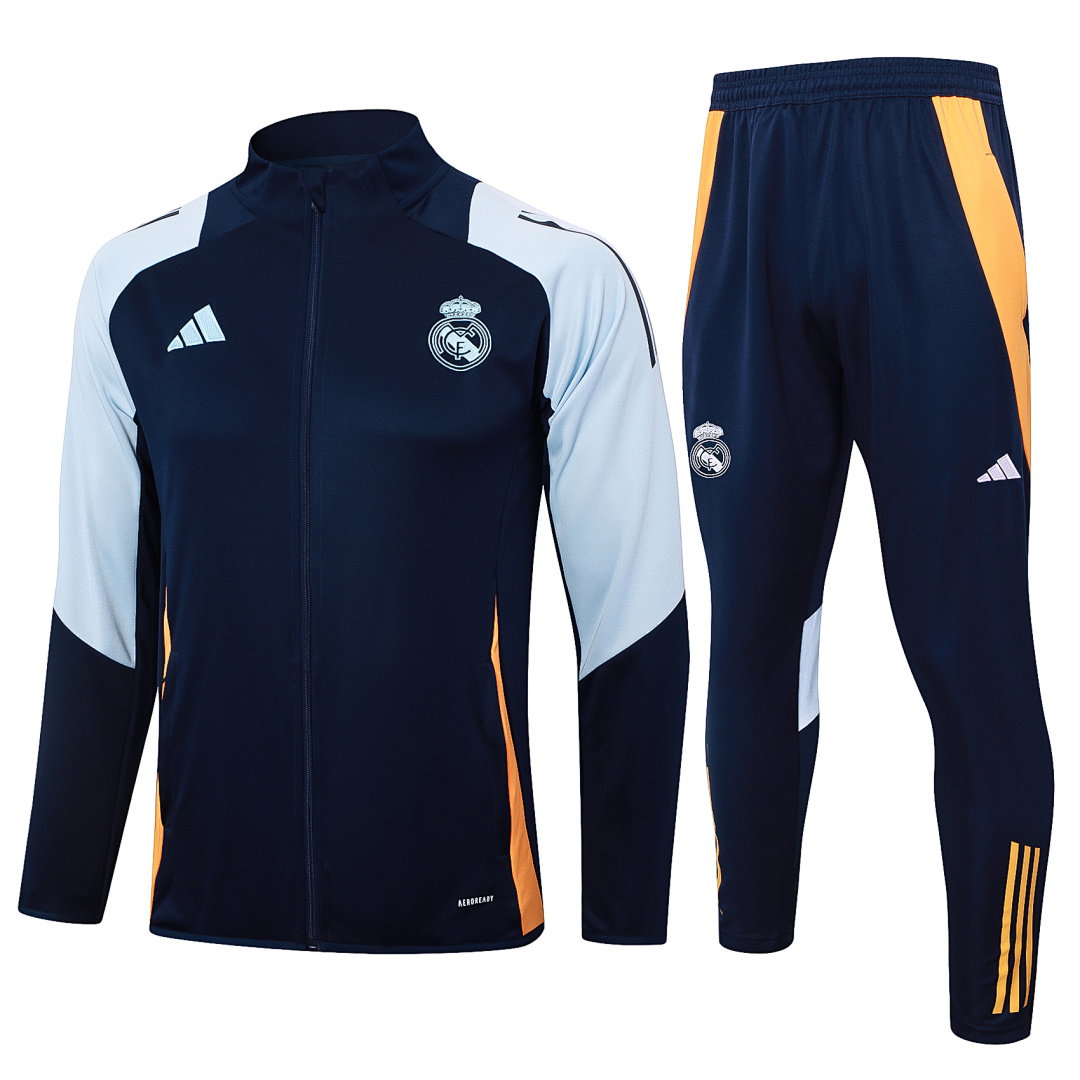 24/25 Real Madrid Full-Zip Men's Training Kit Royal Blue Light Blue