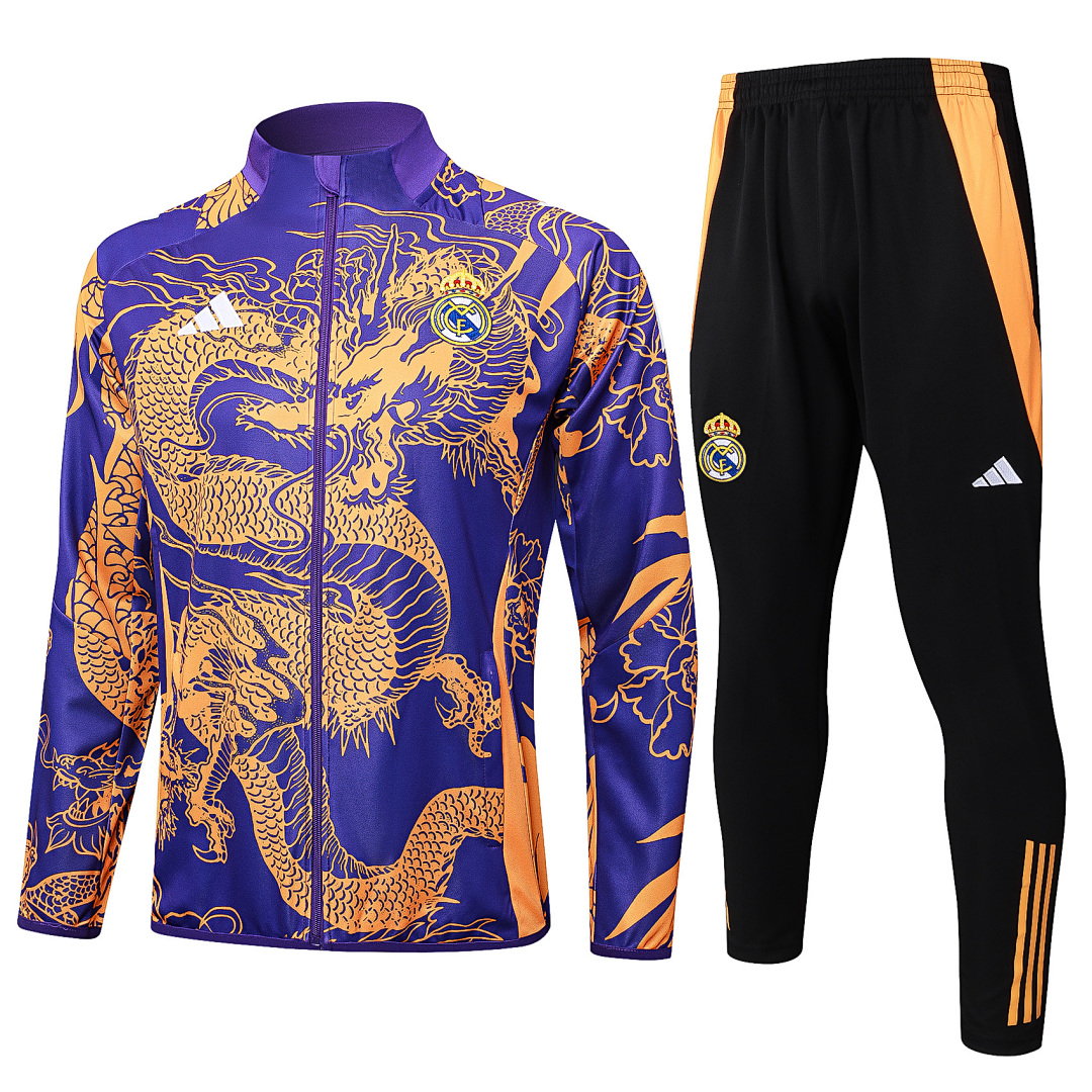 24/25 Real Madrid Full-Zip Men's Training Kit Purple Dragon Print