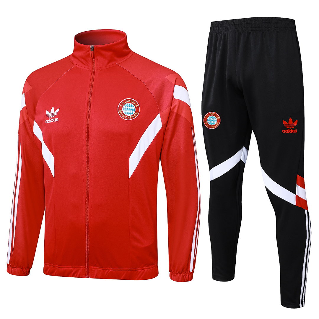 24/25 Bayern Munich Full-Zip Men's Training Kit Red Trefoil Logo