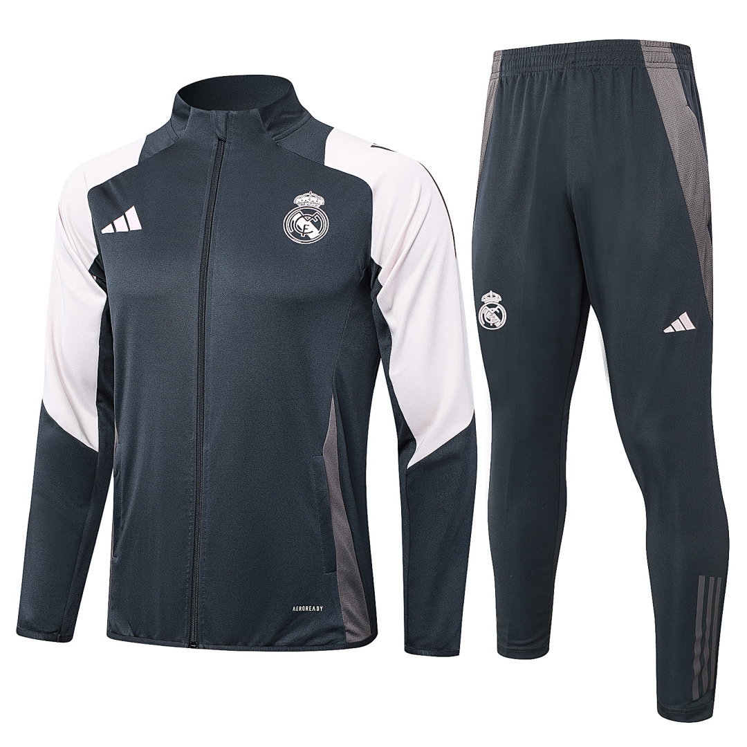 24/25 Real Madrid Full-Zip Men's Training Kit Gray