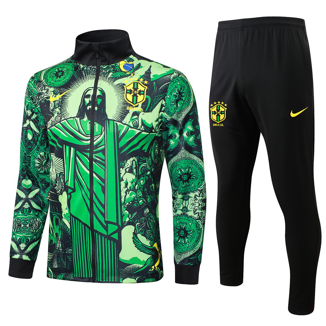 24/25 Brazil Full-Zip Men's Training Kit Green Print