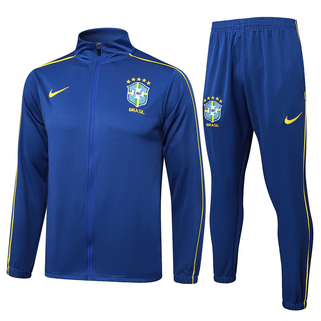 24/25 Brazil Full-Zip Men's Training Kit Royal Blue Yellow Trim