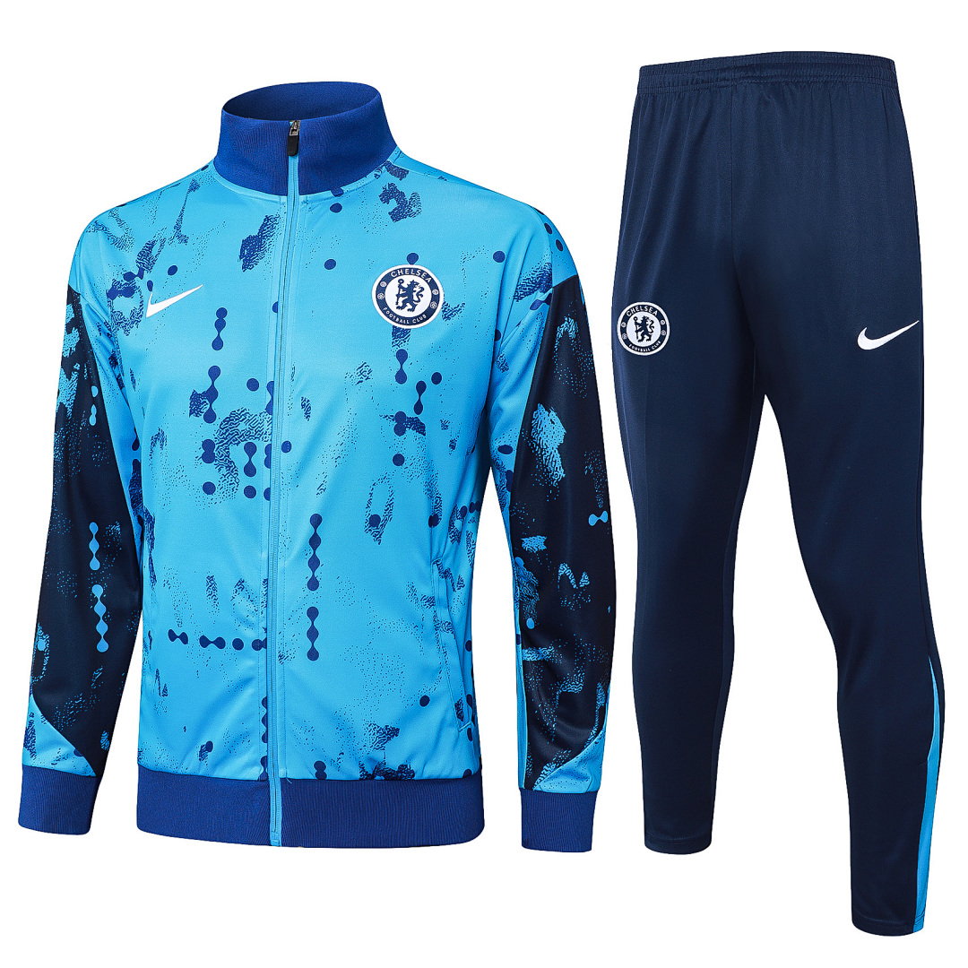 24/25 Chelsea Full-Zip Men's Training Kit Aqua Blue Print