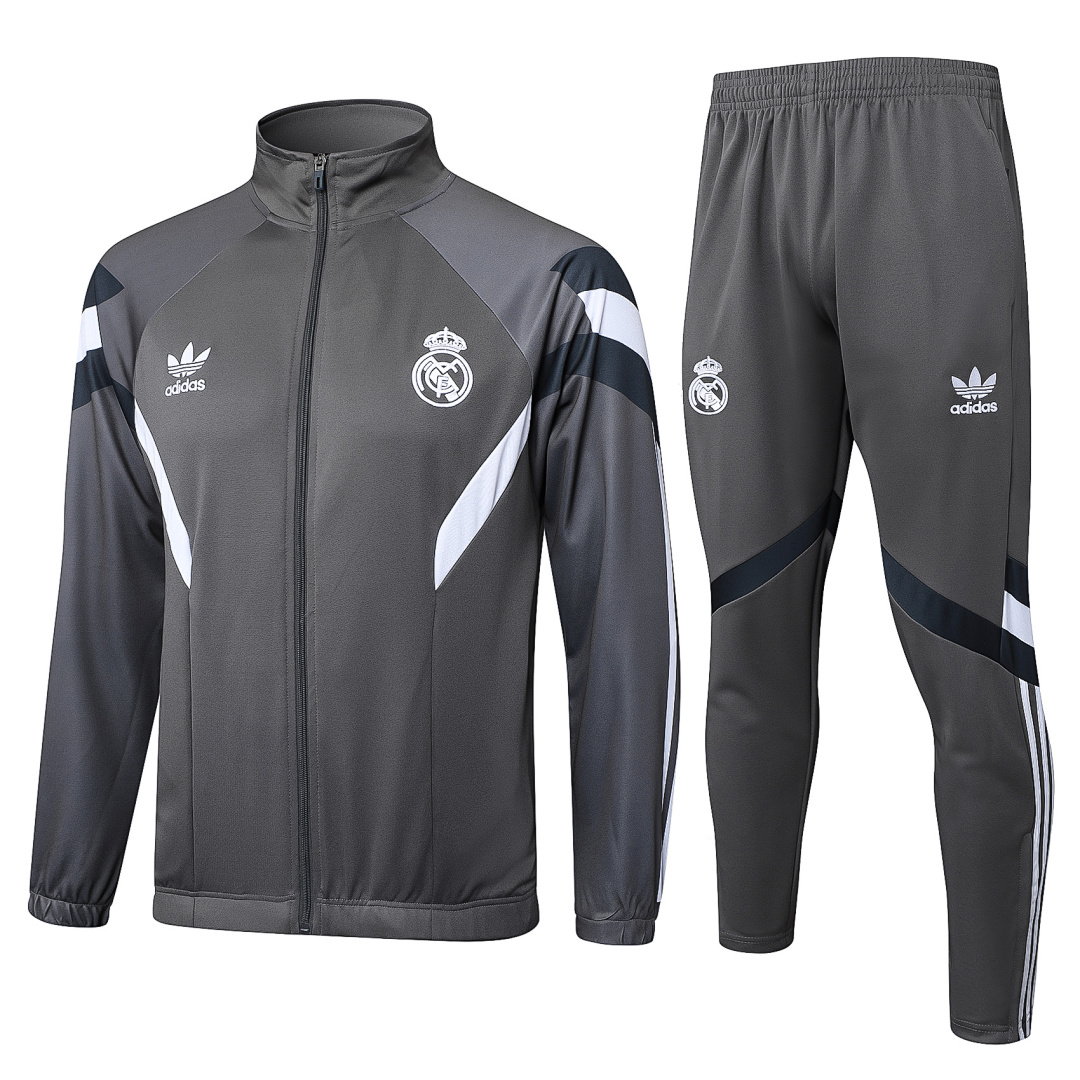 24/25 Real Madrid Full-Zip Men's Training Kit Dark Gray Retro