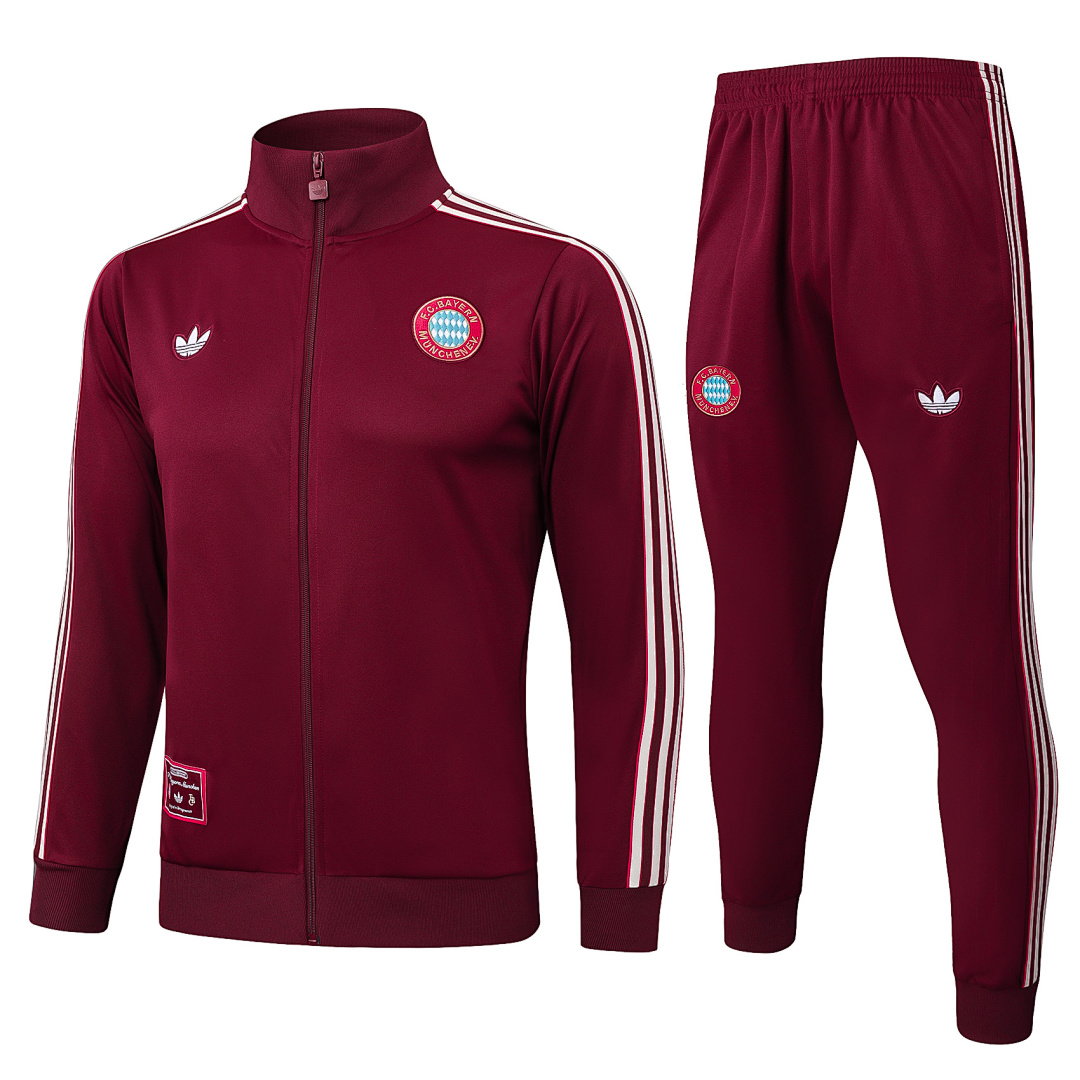 25/26 Bayern Munich Full-Zip Men's Training Kit Dark Burgundy Retro