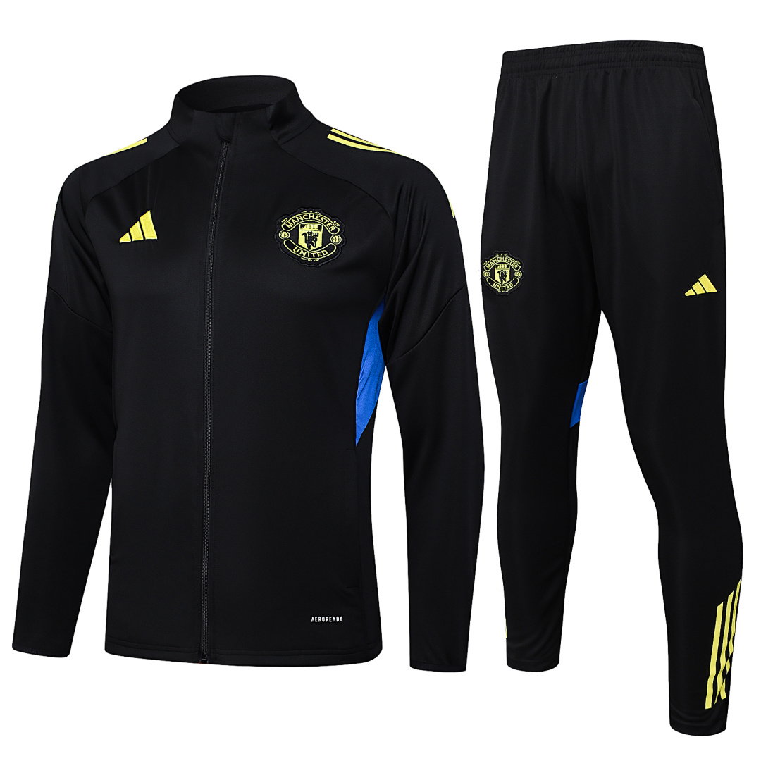 25/26 Manchester United Full-Zip Men's Training Kit Black Green Logo