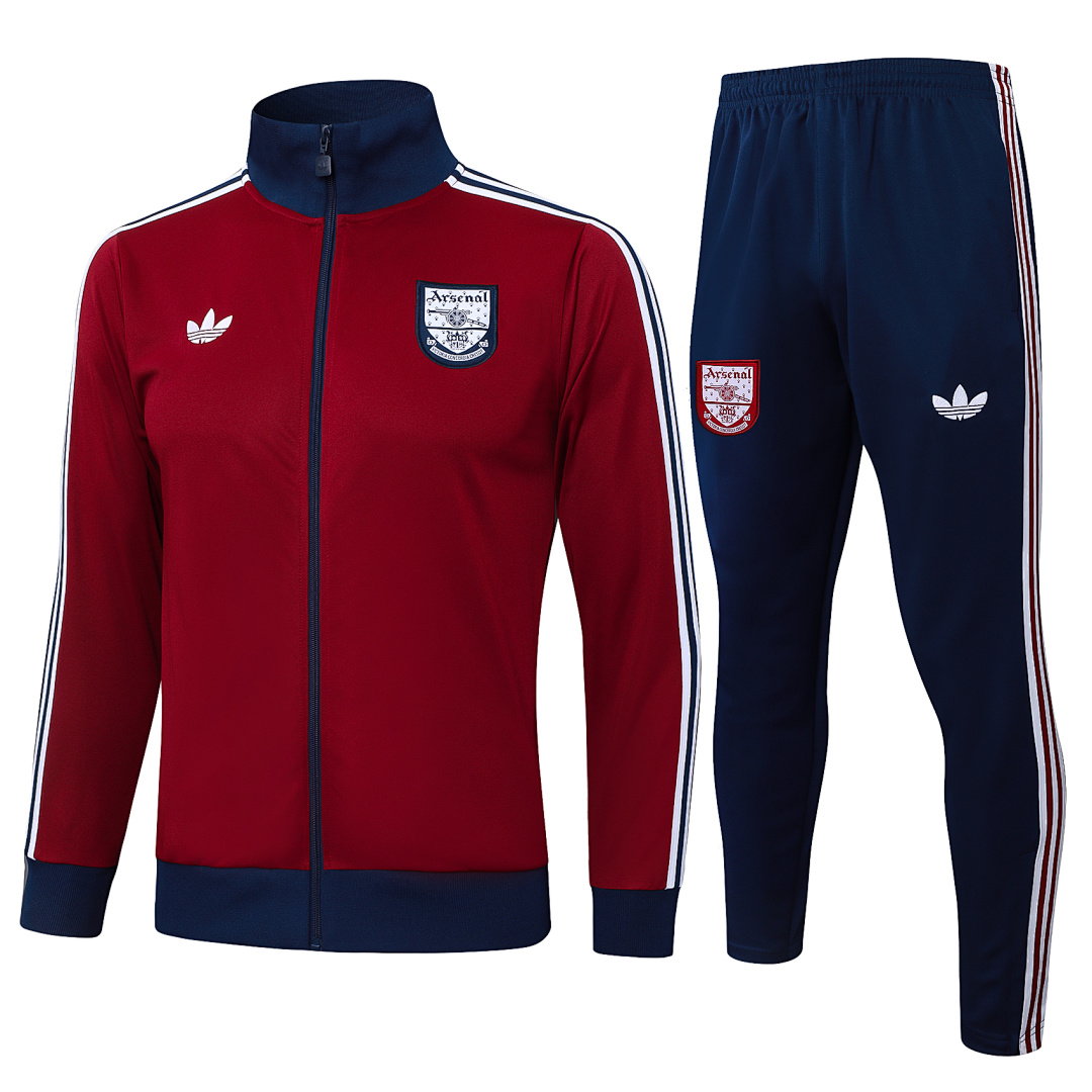 25/26 Arsenal Full-Zip Men's Training Kit Burgundy Retro Royal Blue Collar