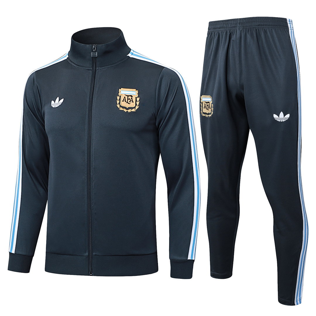 25/26 Argentina Full-Zip Men's Training Kit Dark Gray Retro