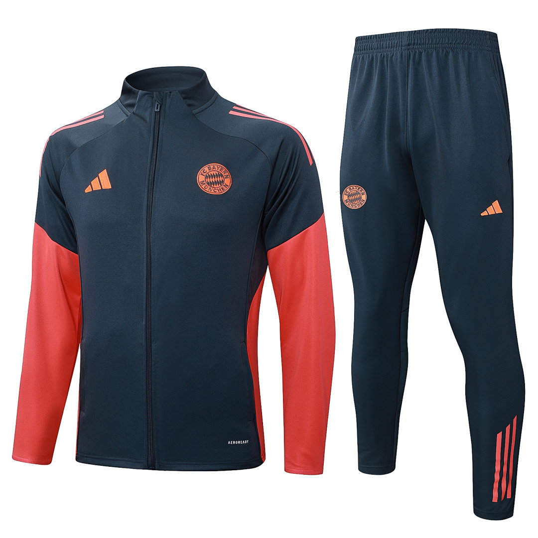 25/26 Bayern Munich Full-Zip Men's Training Kit Dark Gray Sleeves Orange