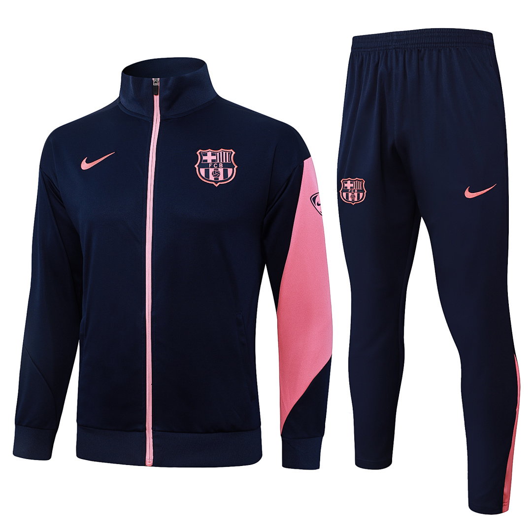 25/26 Barcelona Full-Zip Men's Training Kit Teal Pink Sleeves