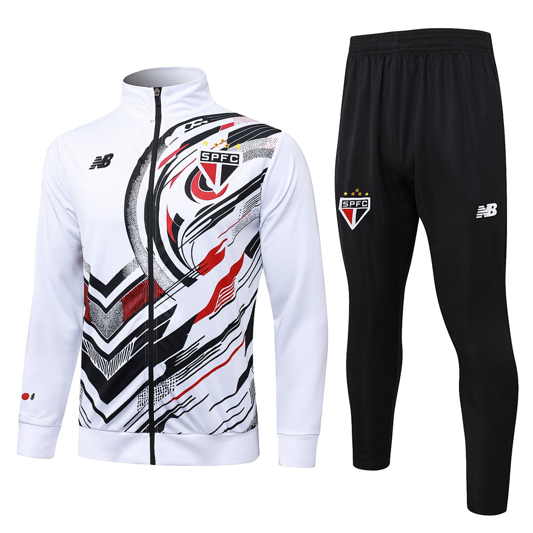 25/26 São Paulo Full-Zip Men's Training Kit White Print