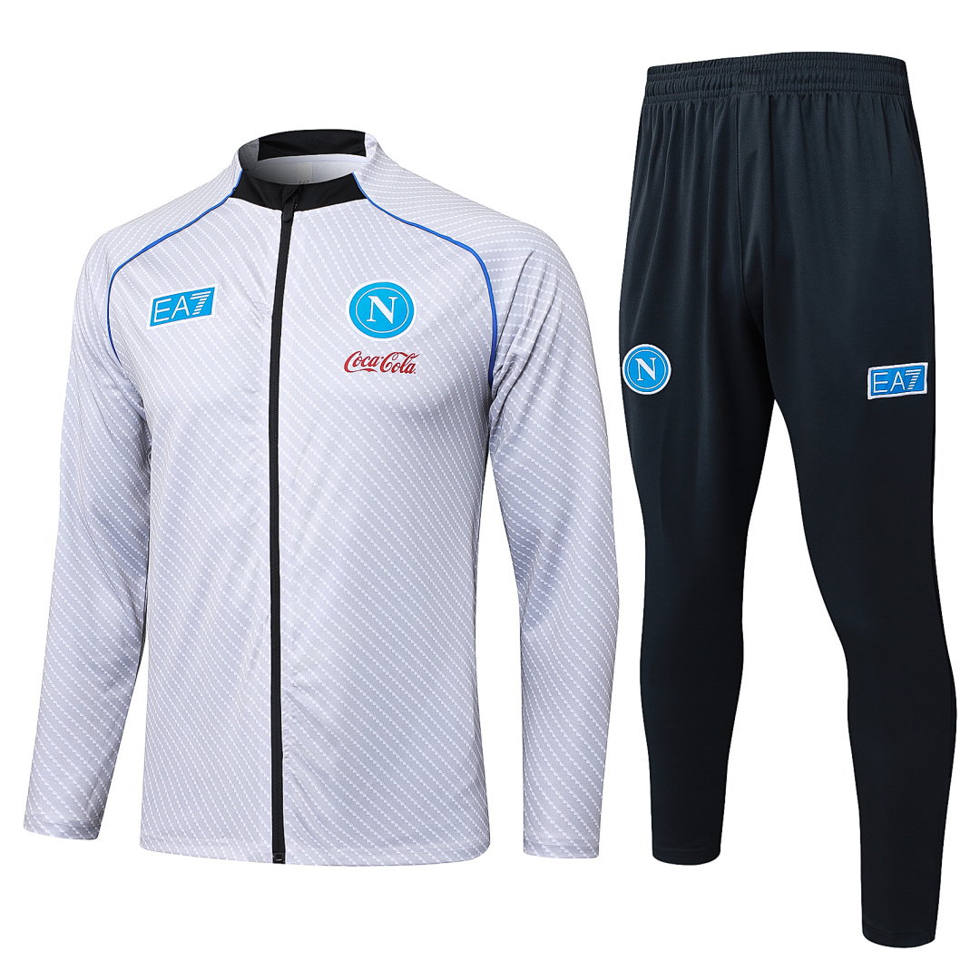 25/26 Napoli Full-Zip Men's Training Kit Light Gray Print