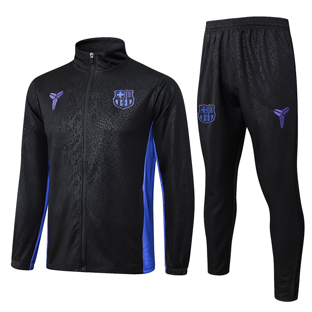 25/26 Barcelona Full-Zip Men's Training Kit Black Embossed