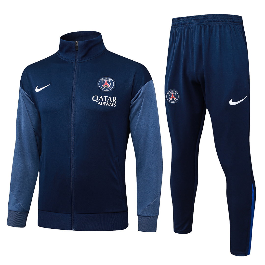 25/26 PSG Full-Zip Men's Training Kit Royal Blue Gray Sleeves