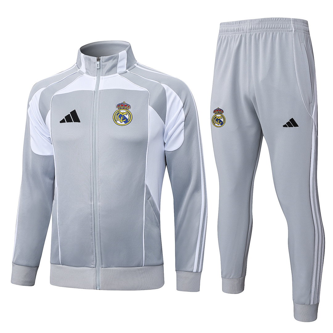 25/26 Real Madrid Full-Zip Men's Training Kit Gray White