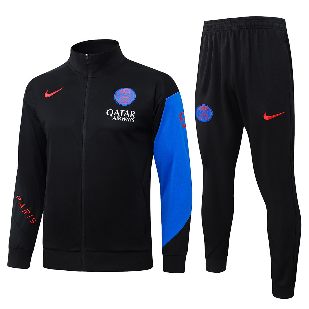 25/26 PSG Full-Zip Men's Training Kit Black Royal Blue Club Badge