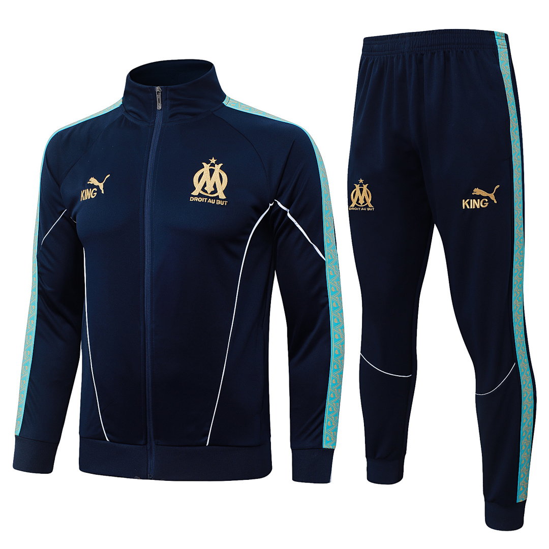 25/26 Olympique de Marseille Full-Zip Men's Training Kit Teal Tape