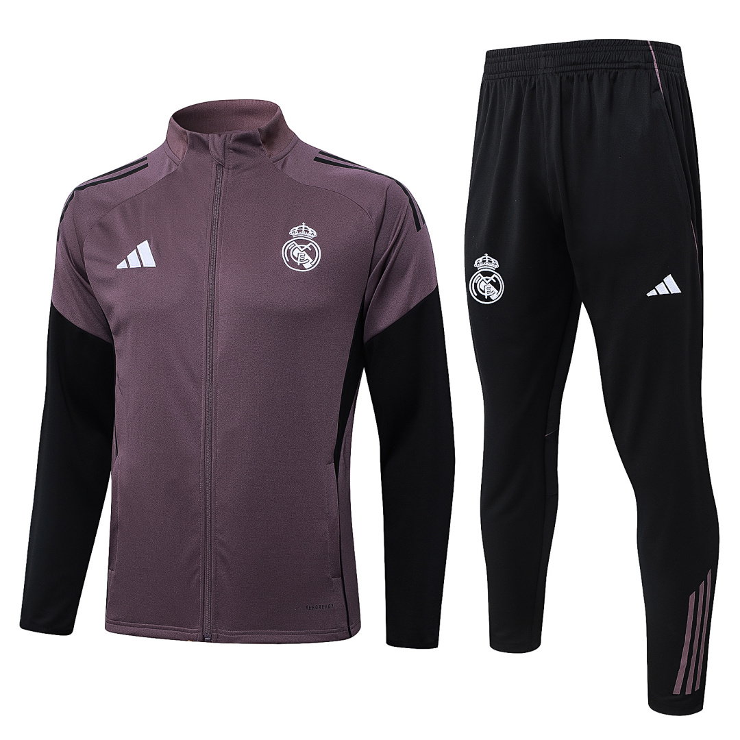 26/27 Real Madrid Full-Zip Men's Training Kit Gray Purple