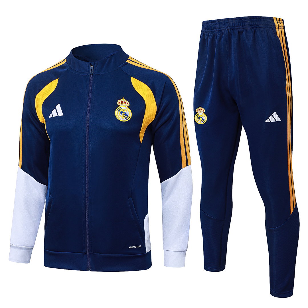 26/27 Real Madrid Full-Zip Men's Training Kit Royal Blue Sleeves White